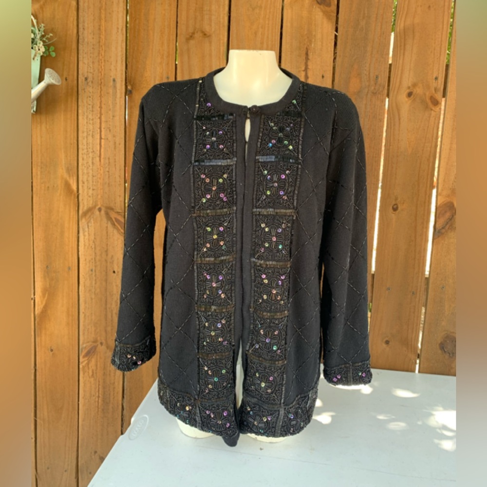 Vintage 90s Cappagallo lambs wool cardigan sweater size Medium.